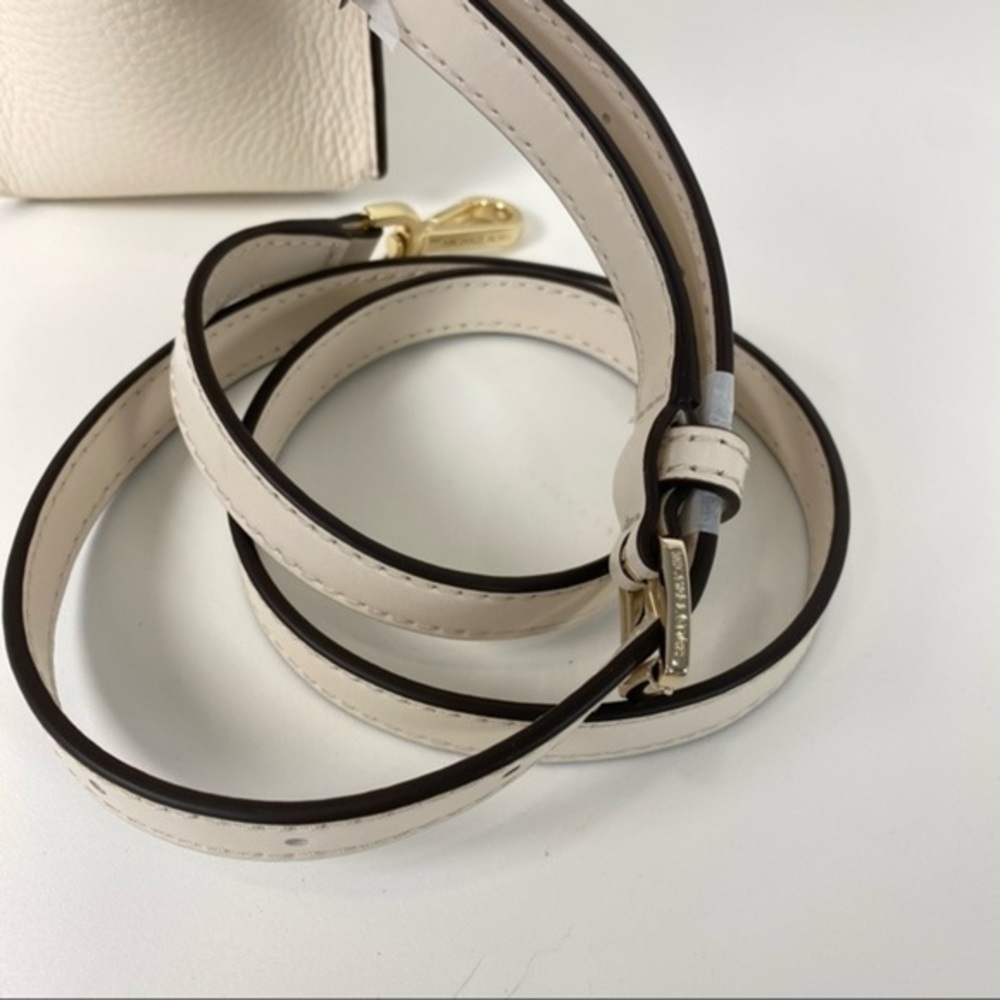 Michael Kors Kris Small Pebbled Leather Satchel Crossbody Bag in Light Cream - Picture 5 of 12